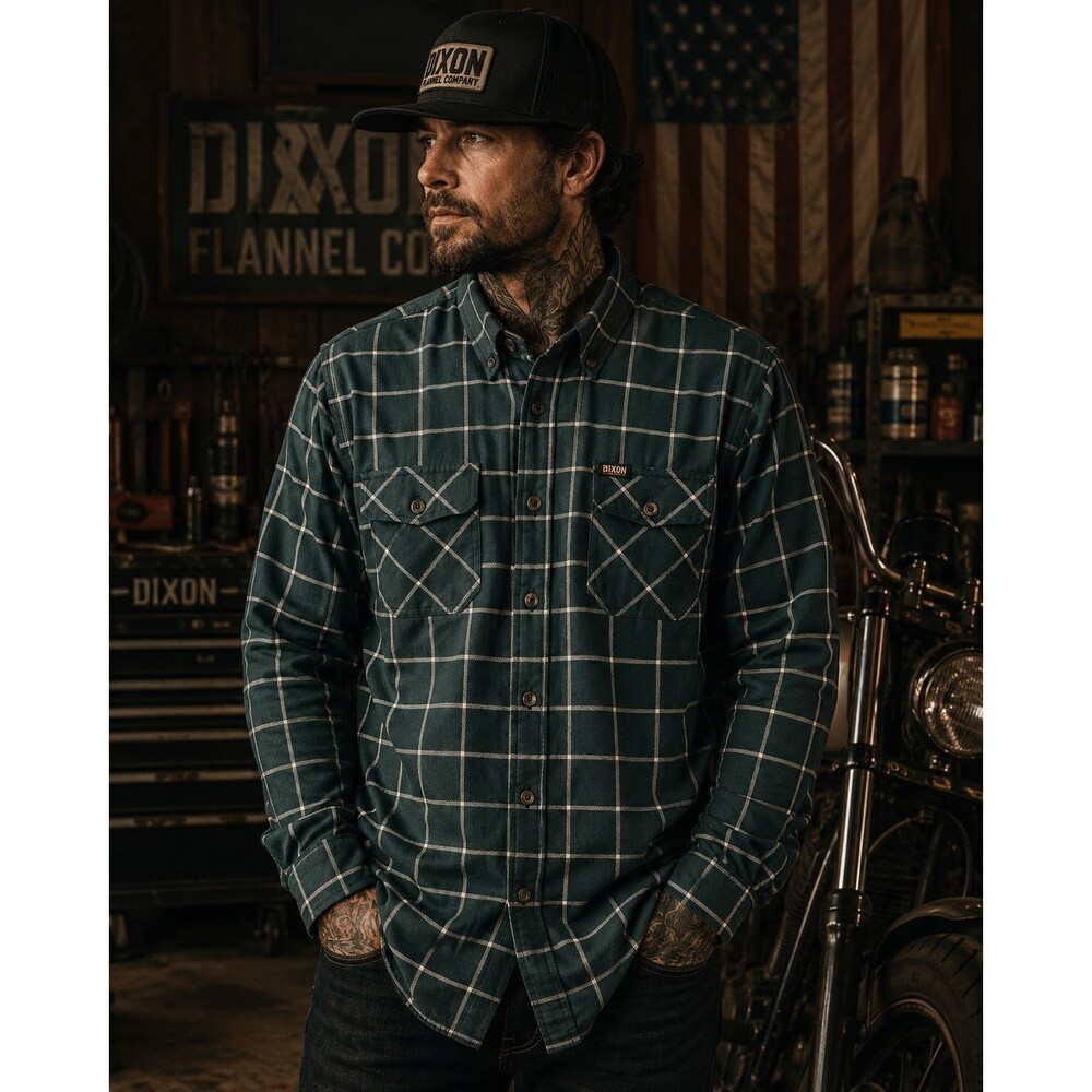 DIXXON Flannel "The Rim" Men's 2XT Tall Plaid Flannel Shirt Blue Green Outdoors